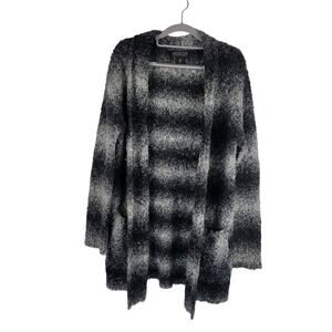 Rachel Zoe Los Angeles Wool/Alpaca Blend Black/Gray Open Cardigan Sweater M